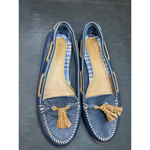 Sperry Womens Blue Leather Tassel Loafers Size 6 - Picture 2 of 8